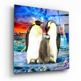 Penguin Family Glass Wall Art.
